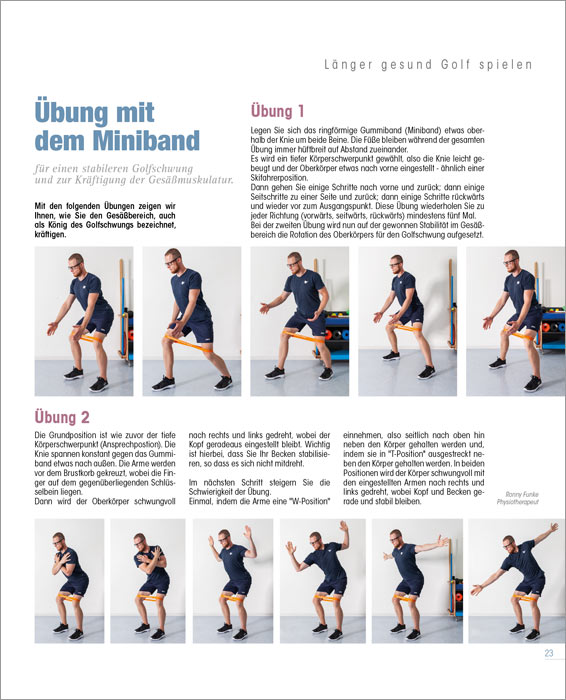 Übung mit dem Miniband für einen stabileren Golfschwung und zur Kräftigung der Gesäßmuskulatur.